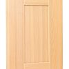 Unfinished oak cabinet door with five-piece frame and vertical wood grain pattern