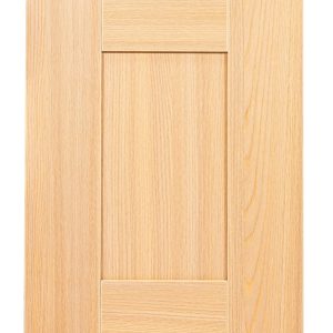 Light oak wood cabinet door front with inset panel design and natural grain finish