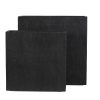Two black textured square planter boxes in different sizes