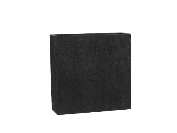 Black textured square planter box with open top