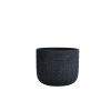 Dark gray cylindrical planter with embossed circular pattern texture