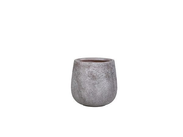 Gray textured concrete round tapered planter pot