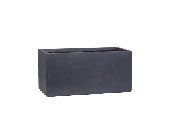 Single dark gray rectangular concrete planter box