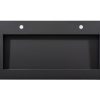 Dark gray rectangular bathroom sink top or countertop with centered basin cutout and two faucet holes