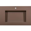 Brown rectangular bathroom sink countertop with recessed basin and faucet hole