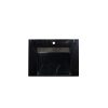 Black marble vessel sink top with chrome faucet mounting holes