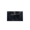 Black marble rectangular undermount sink with polished chrome trim and mounting hardware