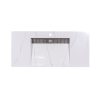 White modern range hood with wavy design pattern and black stainless steel grease filter insert