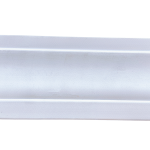White painted wood crown molding with rounded profile and natural wood edge showing