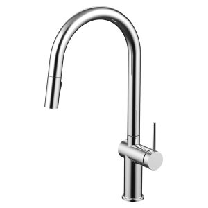 Modern stainless steel kitchen faucet with pull-down spray and single handle lever
