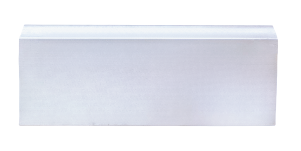 White painted wooden baseboard molding trim viewed from front angle