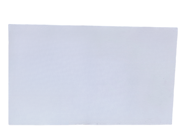 Plain white primed baseboard board without molding or decorative profile
