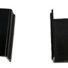 Black metal U-channel or C-channel brackets shown from front and side angles