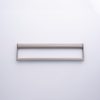 Brushed nickel rectangular cabinet handle with minimalist frame design on white background