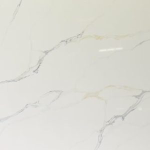 White marble tile with thin gray and gold vein details