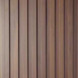 Medium brown wood slats with vertical grooves and natural wood grain texture