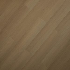 Close-up of herringbone pattern wood flooring in light tan and beige tones