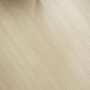 Light blonde wood-look laminate flooring with diagonal plank pattern