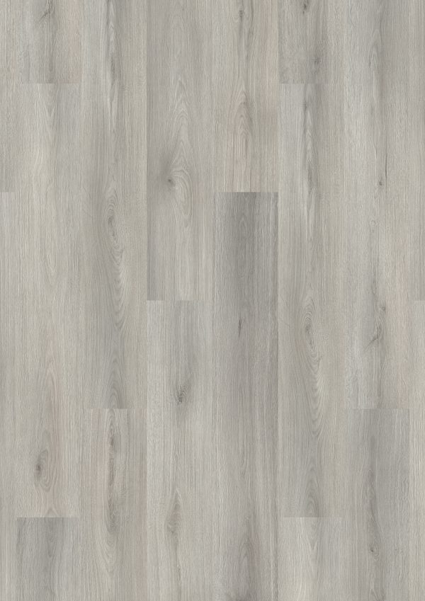 Light gray laminate wood flooring with plank design